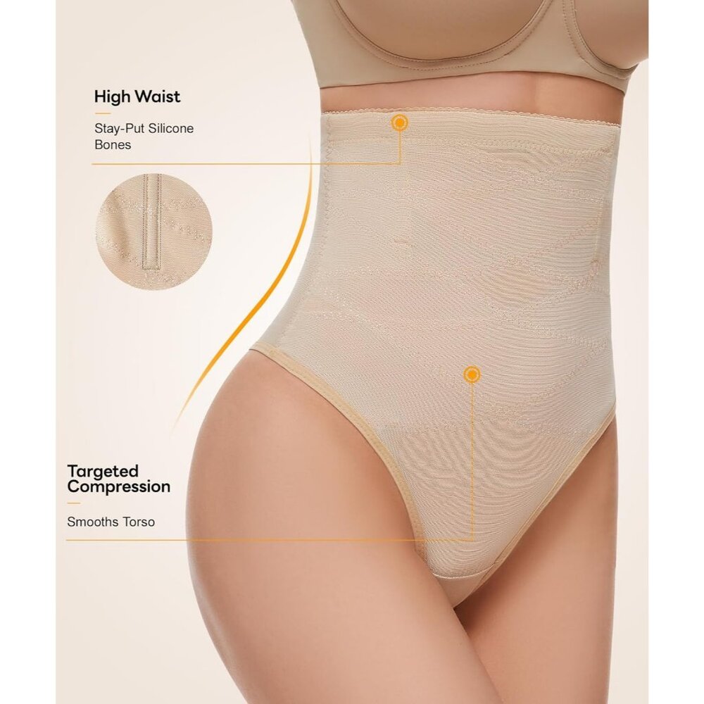 Women's 1Pc Nude High Waisted Tummy Control Body Shaper Stomach Shapewear - Picture 4 of 6